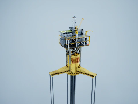 Old TPL Tension Leg Oil Platform 3D Model