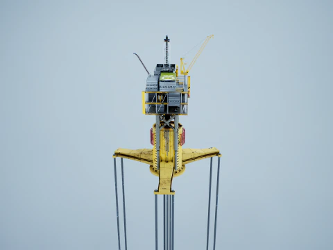 Old TPL Tension Leg Oil Platform 3D Model