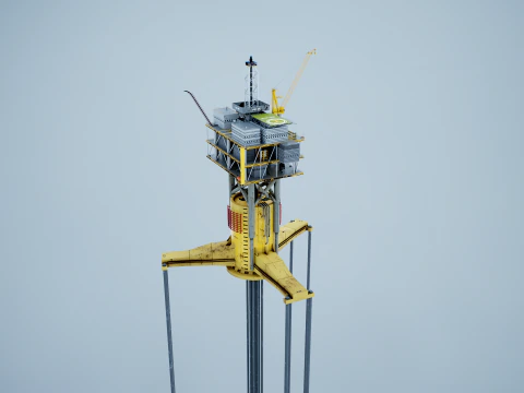 Old TPL Tension Leg Oil Platform 3D Model