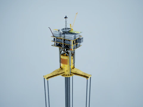 Old TPL Tension Leg Oil Platform 3D Model