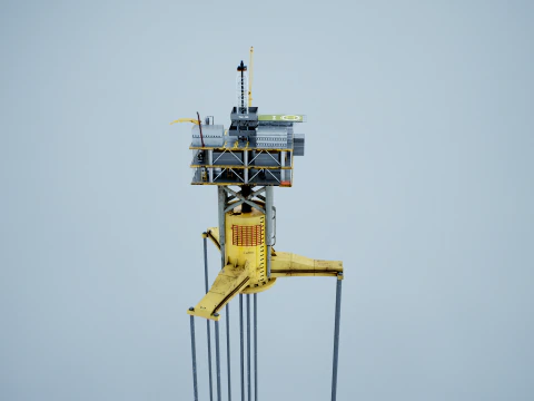 Old TPL Tension Leg Oil Platform 3D Model
