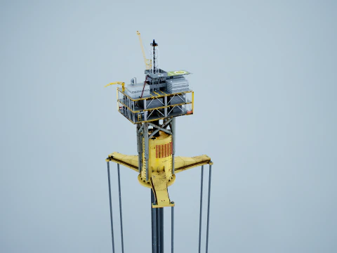 Old TPL Tension Leg Oil Platform 3D Model