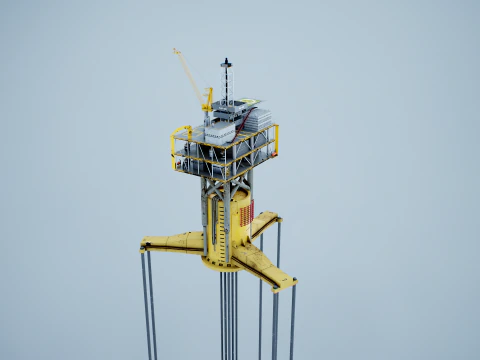 Old TPL Tension Leg Oil Platform 3D Model