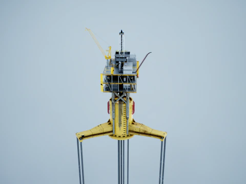 Old TPL Tension Leg Oil Platform 3D Model
