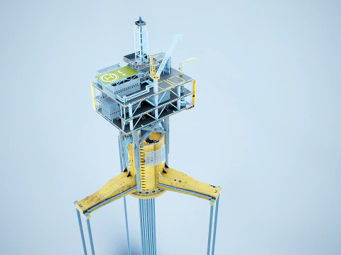 Old TPL Tension Leg Oil Platform 3D Model
