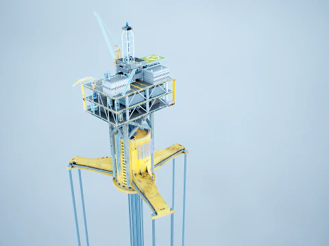 Old TPL Tension Leg Oil Platform 3D Model