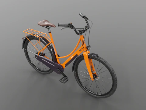 Orange Dutch City Elektrikli Bisiklet PBR Dokulu Ger&ccedil;ek&ccedil;i 3D Model