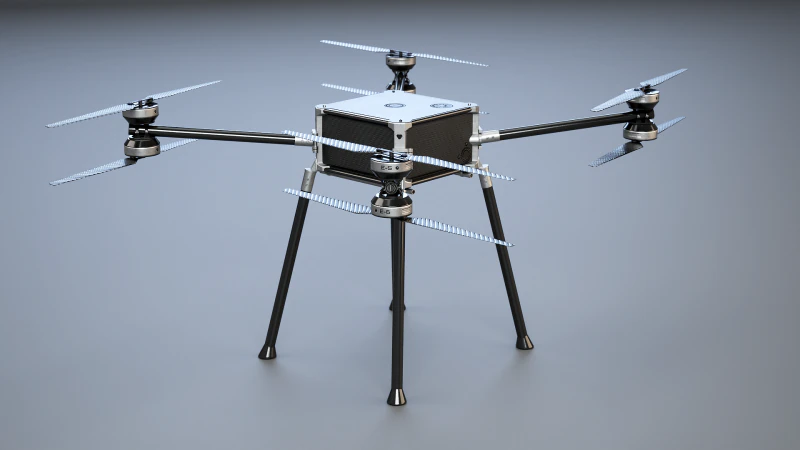 Quadrocopter-Utility-Drohne, Industrie-UAV mit Kohlefaser-Propellern 3D Modell .c4d .max .obj .3ds .fbx .stl .blend 
