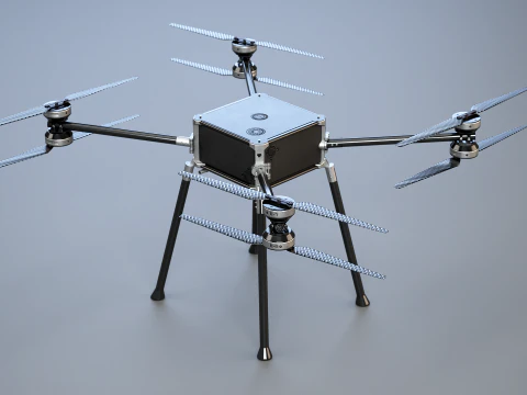 Quadrocopter-Utility-Drohne, Industrie-UAV mit Kohlefaser-Propellern 3D Modell