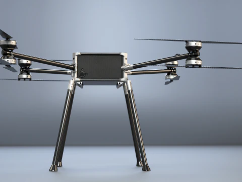 Quadrocopter-Utility-Drohne, Industrie-UAV mit Kohlefaser-Propellern 3D Modell