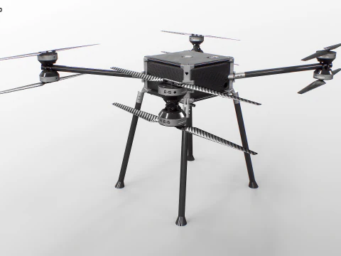 Quadrocopter-Utility-Drohne, Industrie-UAV mit Kohlefaser-Propellern 3D Modell
