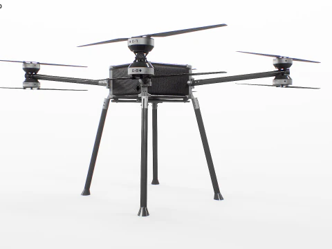 Quadrocopter-Utility-Drohne, Industrie-UAV mit Kohlefaser-Propellern 3D Modell