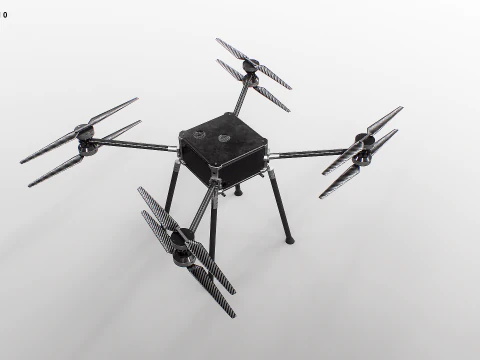 Quadrocopter-Utility-Drohne, Industrie-UAV mit Kohlefaser-Propellern 3D Modell