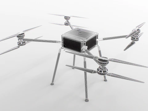 Quadrocopter-Utility-Drohne, Industrie-UAV mit Kohlefaser-Propellern 3D Modell