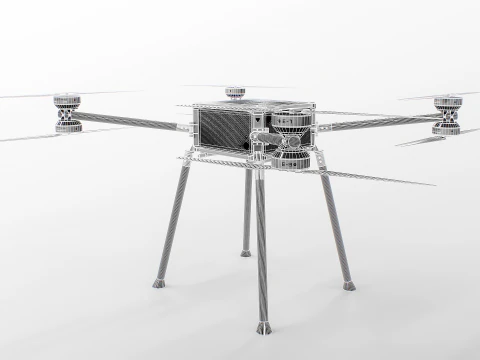 Quadrocopter-Utility-Drohne, Industrie-UAV mit Kohlefaser-Propellern 3D Modell