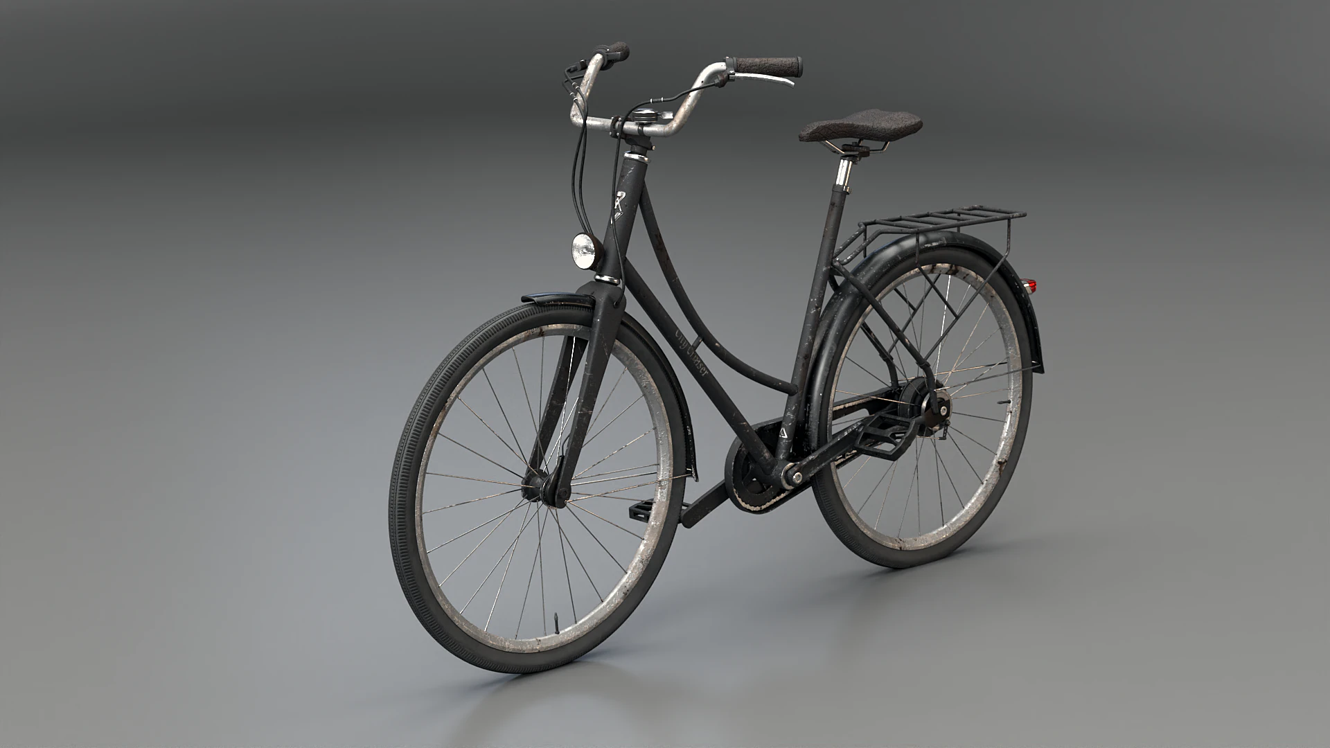 PBR realistico invecchiato della bicicletta da citt&agrave; olandese strutturato Modello 3D .c4d .max .obj .3ds .fbx .stl .blend 