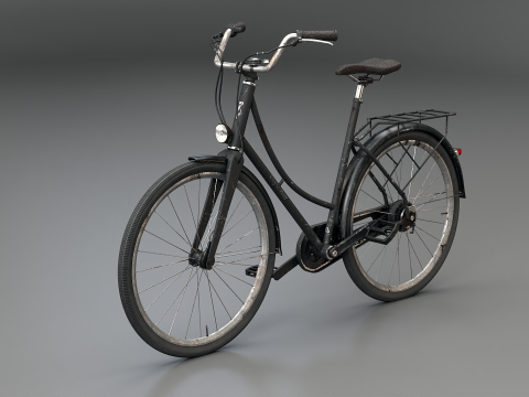 オランダのシティ自転車 PBR テクスチャーのリアルな高齢者 3Dモデル