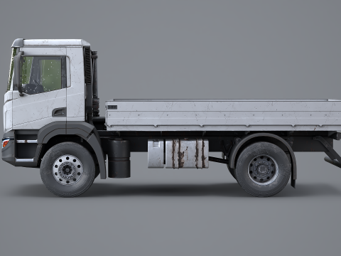 Realistico camion a pianale invecchiato e arrugginito Modello 3D