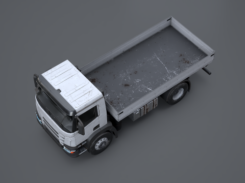 Realistico camion a pianale invecchiato e arrugginito Modello 3D