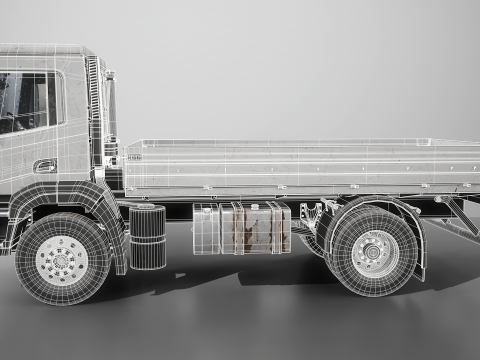 Realistico camion a pianale invecchiato e arrugginito Modello 3D