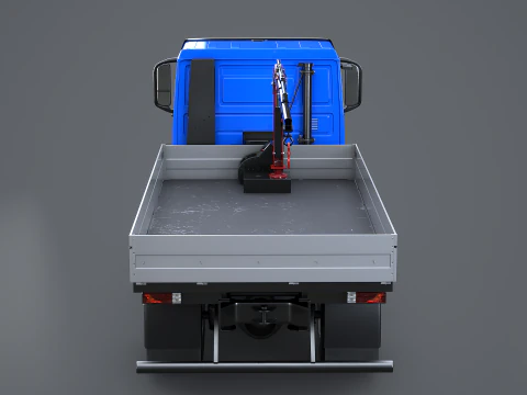 Realistic Flatbed Truck with Loader Crane 3D Model