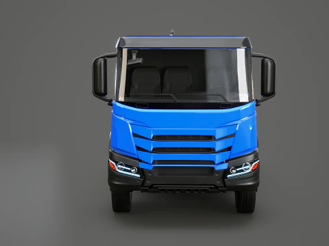 Realistic Flatbed Truck with Loader Crane 3D Model