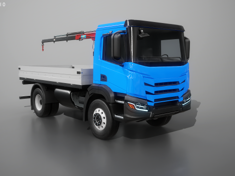 Y&uuml;kleyici Vin&ccedil;li Ger&ccedil;ek&ccedil;i D&uuml;z Yataklı Kamyon 3D Model