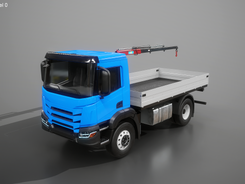 Y&uuml;kleyici Vin&ccedil;li Ger&ccedil;ek&ccedil;i D&uuml;z Yataklı Kamyon 3D Model