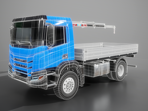 Y&uuml;kleyici Vin&ccedil;li Ger&ccedil;ek&ccedil;i D&uuml;z Yataklı Kamyon 3D Model