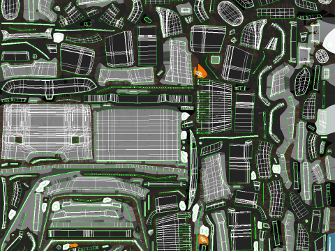 Truk Flatbed Realistis dengan Loader Crane Berumur dan Berkarat Model 3D