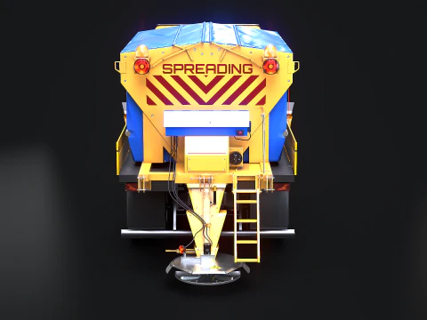 Realistischer Schneepflug-LKW &ndash; Winterdienstfahrzeug mit Pflug und Salzstreuer 3D Modell