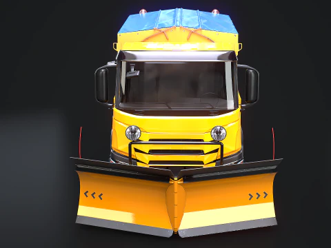 Realistischer Schneepflug-LKW &ndash; Winterdienstfahrzeug mit Pflug und Salzstreuer 3D Modell