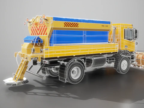 Realistischer Schneepflug-LKW &ndash; Winterdienstfahrzeug mit Pflug und Salzstreuer 3D Modell