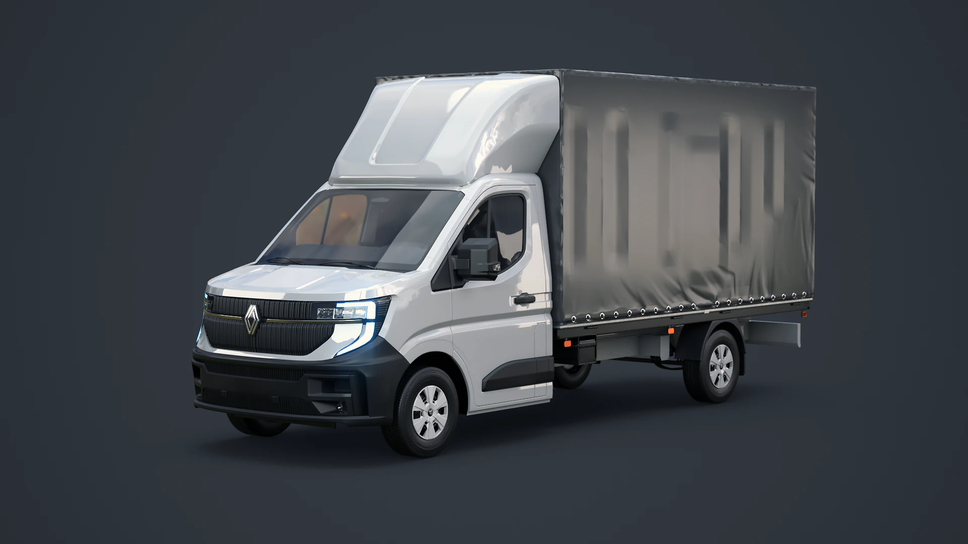 Renault Master 2025 Curtain Box Truck 3D Model .c4d .max .obj .3ds .fbx .stl .blend 