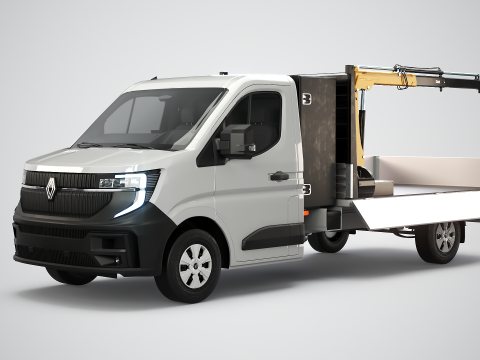 Renault Master Damperli D&uuml;z Yataklı Vin&ccedil;li Kamyon PBR Dokulu 3D Model
