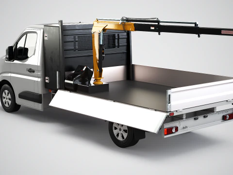 Renault Master Tipper Flatbed Crane Truck PBR Textured 3D Model