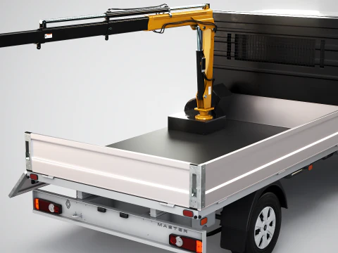 Renault Master Tipper Flatbed Crane Truck PBR Textured 3D Model