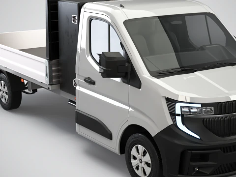 Renault Master Tipper Flatbed Crane Truck PBR Textured 3D Model