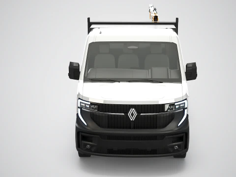 Renault Master Tipper Flatbed Crane Truck PBR Textured 3D Model