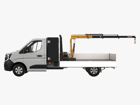 Renault Master Tipper Flatbed Crane Truck PBR Textured 3D Model
