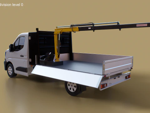 Renault Master Tipper Flatbed Crane Truck PBR Textured 3D Model