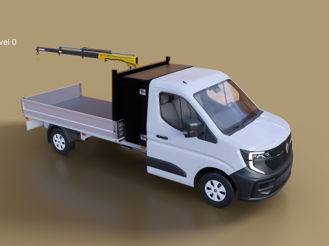 Autocarro con gru a pianale ribaltabile Renault Master PBR strutturato Modello 3D
