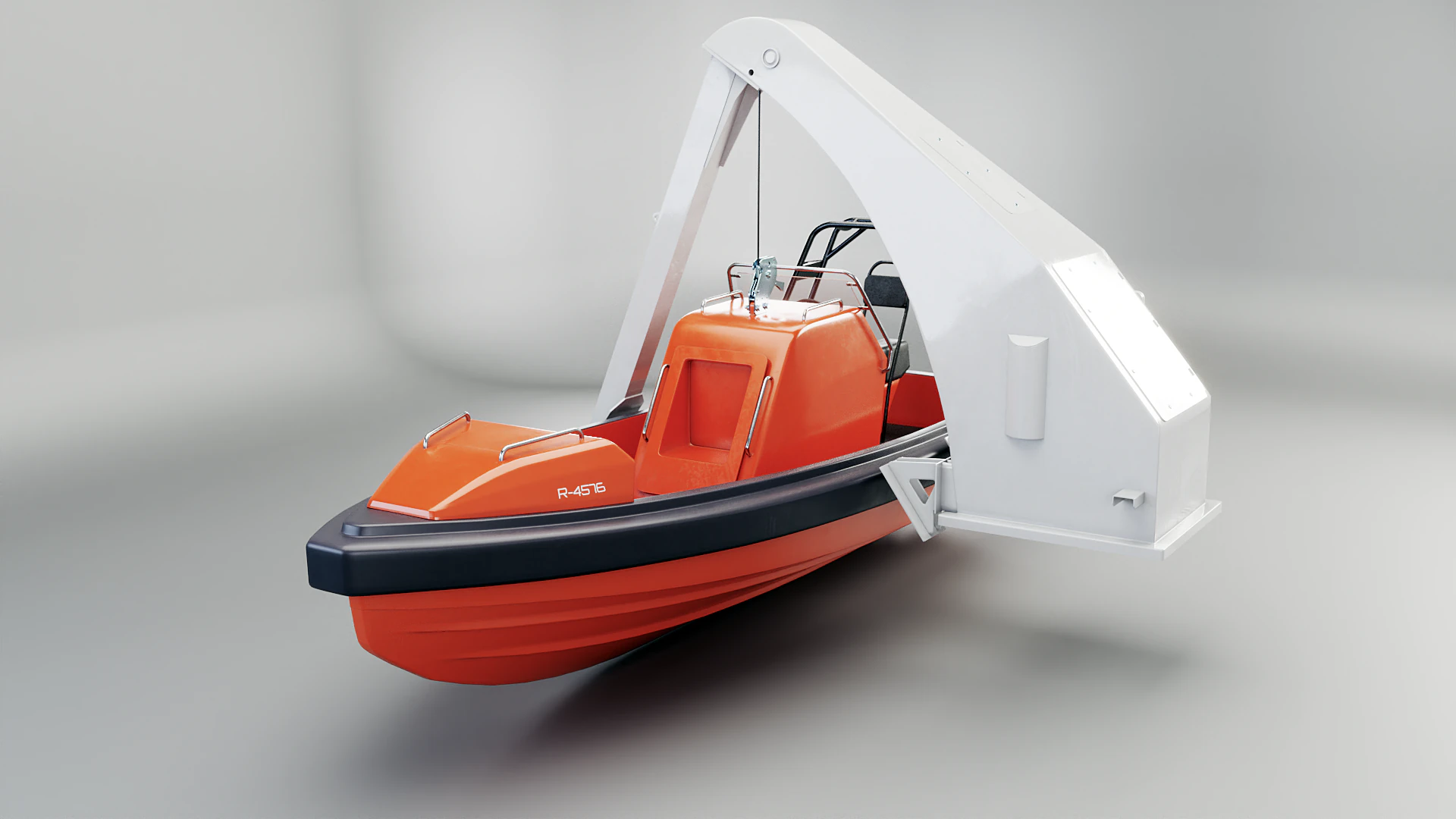 Barca di salvataggio con gru a gru Modello 3D .c4d .max .obj .3ds .fbx .stl .blend