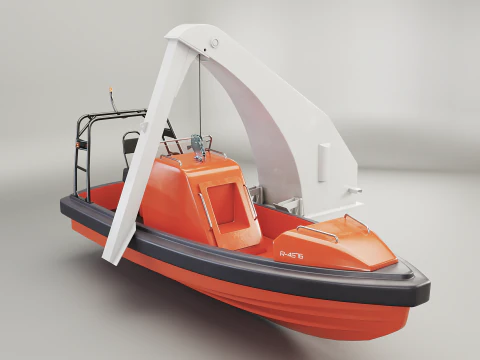 Barca di salvataggio con gru a gru Modello 3D