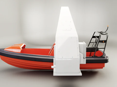 Barca di salvataggio con gru a gru Modello 3D