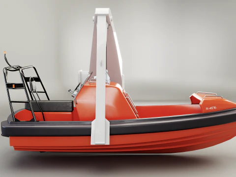 Barca di salvataggio con gru a gru Modello 3D