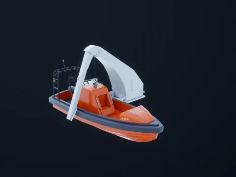 Barca di salvataggio con gru a gru Modello 3D