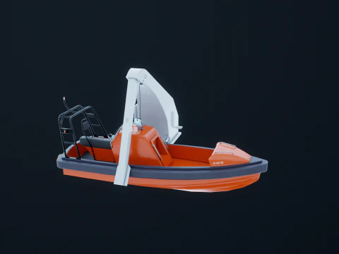 Barca di salvataggio con gru a gru Modello 3D
