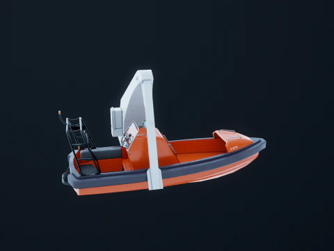 Barca di salvataggio con gru a gru Modello 3D
