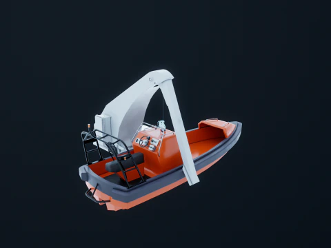 Barca di salvataggio con gru a gru Modello 3D